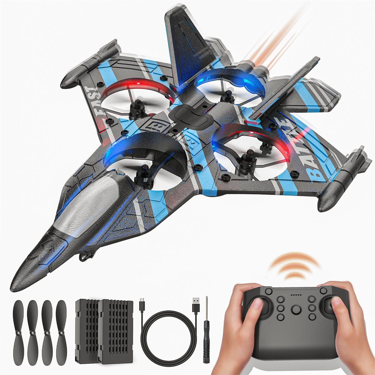 Bezgar X81S Remote Control Fighter Toy with 360° Flip, LED Lights