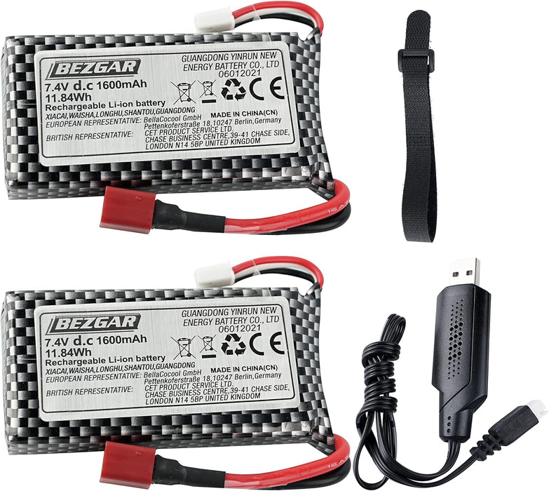 7.4V 1600mAh Soft LiPo Battery(2 PCS) with USB Cable