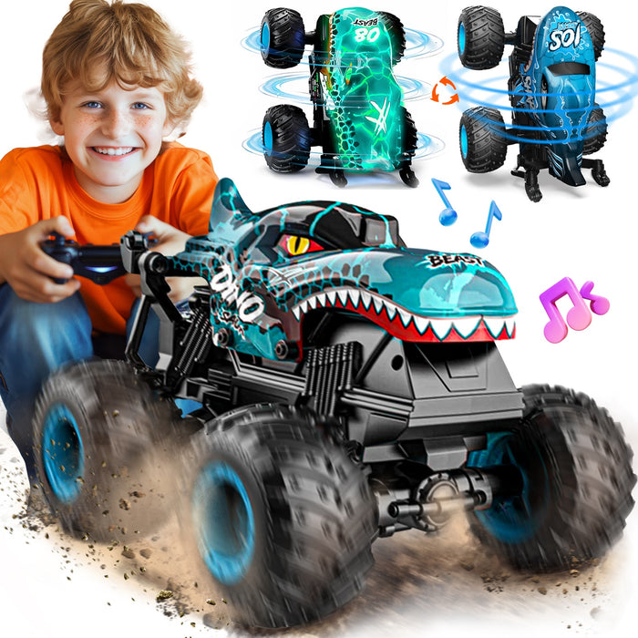 Bezgar 1:20 RC Monster Truck with Two Car Shells, Light, Music & 360° Spins