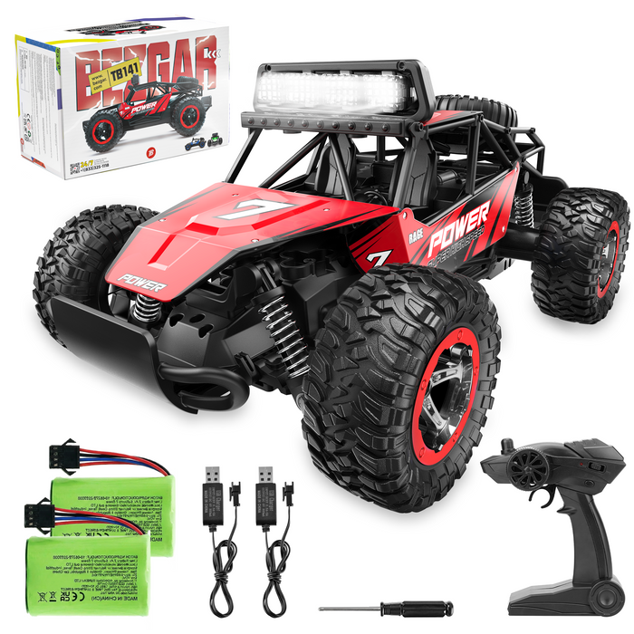 Bezgar Remote Control Cars - 1:14 Scale Off Road RC Crawler with LEDs & 2 Batteries