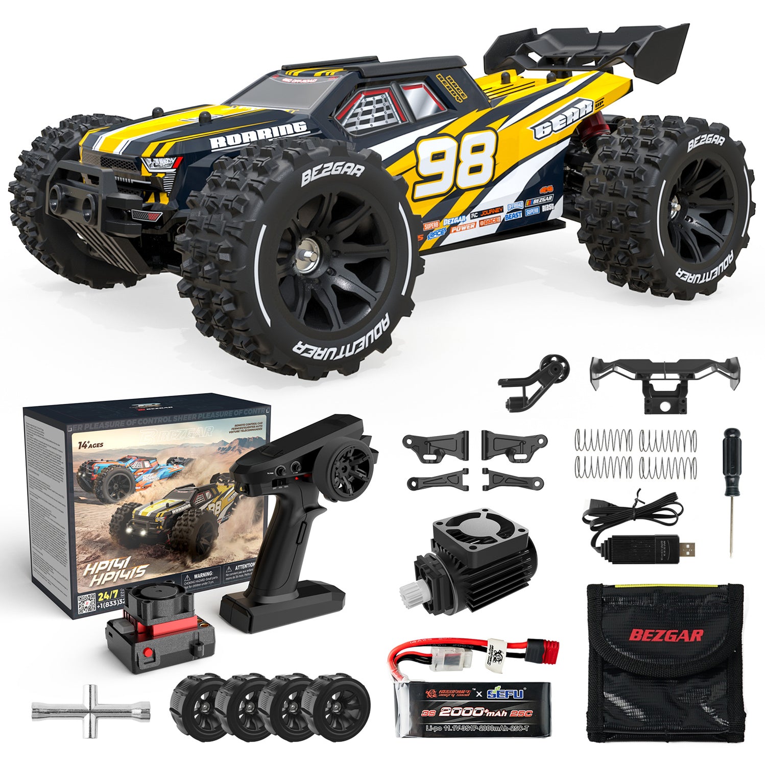 50 MPH High Speed 1/14 Scale Brushless RC Car - BEZGAR® HP141S