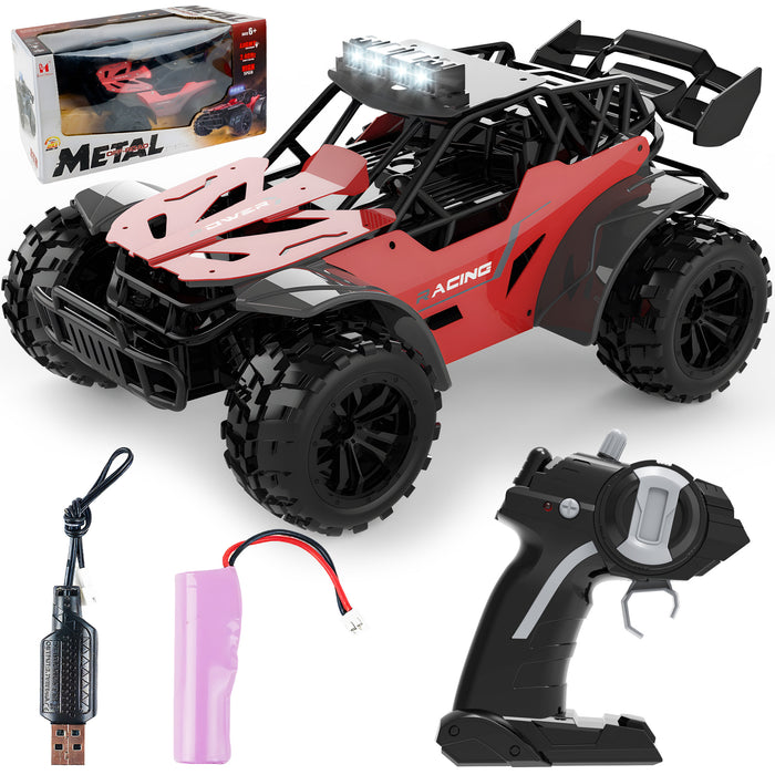 RC Car for Kids with Remote, 2.4GHz Metal RC Cars with LED