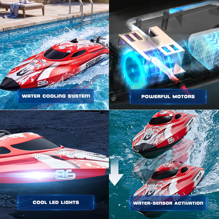 12 inch Remote Control Boat with LED for Kids and Adults (25 KM/H)