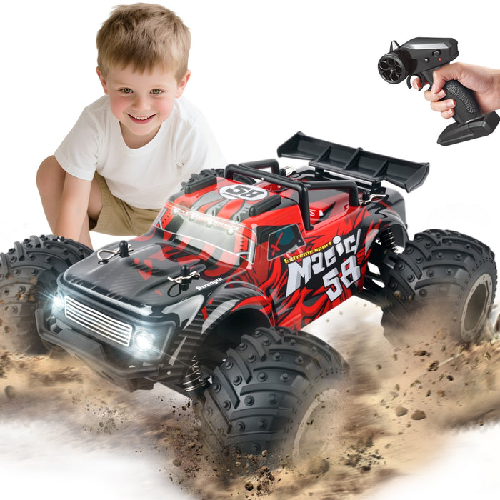 Bezgar 1:18 RC Monster Truck, 20Km/h All-Terrain 2WD RC Truck with Lights