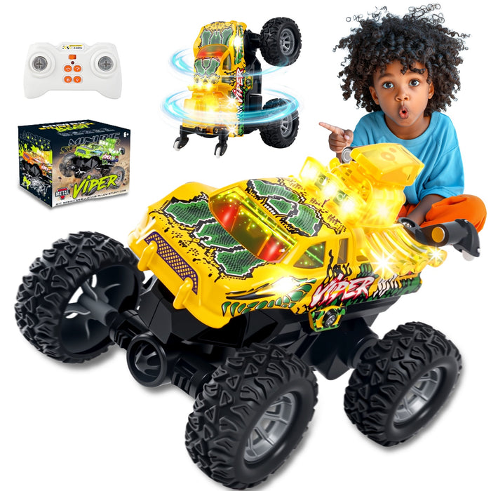 Bezgar Mini RC Monster Truck with Lights & 360° Spins