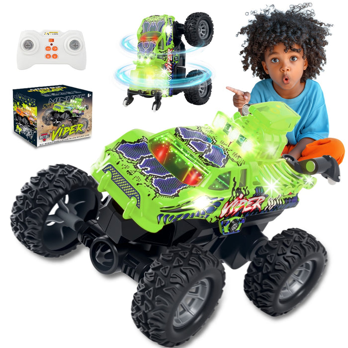 Bezgar Mini RC Monster Truck with Lights & 360° Spins
