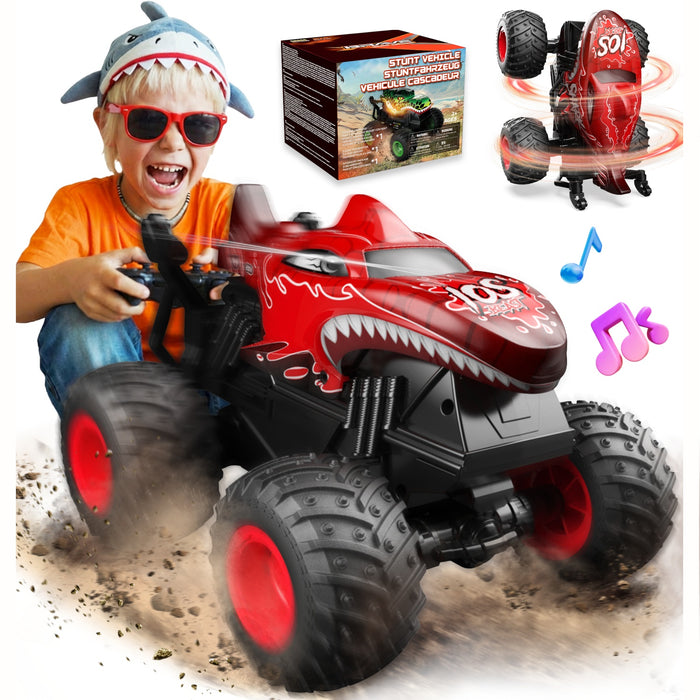 Bezgar RC Monster Truck, 1:20 RC Shark Truck with Lights, Music & 360° Spins