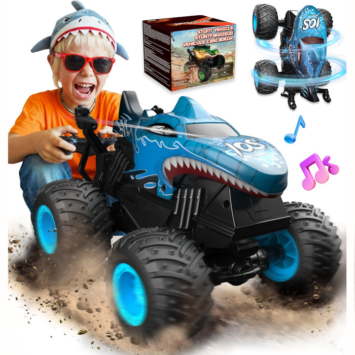Bezgar RC Monster Truck, 1:20 RC Shark Truck with Lights, Music & 360° Spins