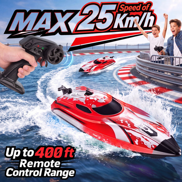 12 inch Remote Control Boat with LED for Kids and Adults (25 KM/H)