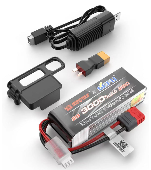 7.4V 3000mAh LiPo Battery and USB Charger(2S3000+P2050)