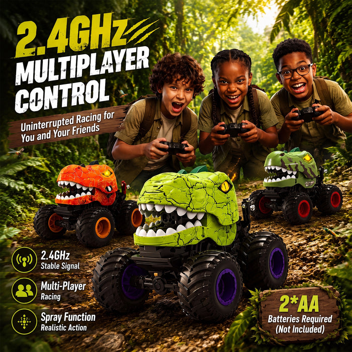 Bezgar RC Cars for Kids, 1:20 RC Stunt Cars with Lights, Music and Spray, Dinosaur Toys Gift Kids RC Car
