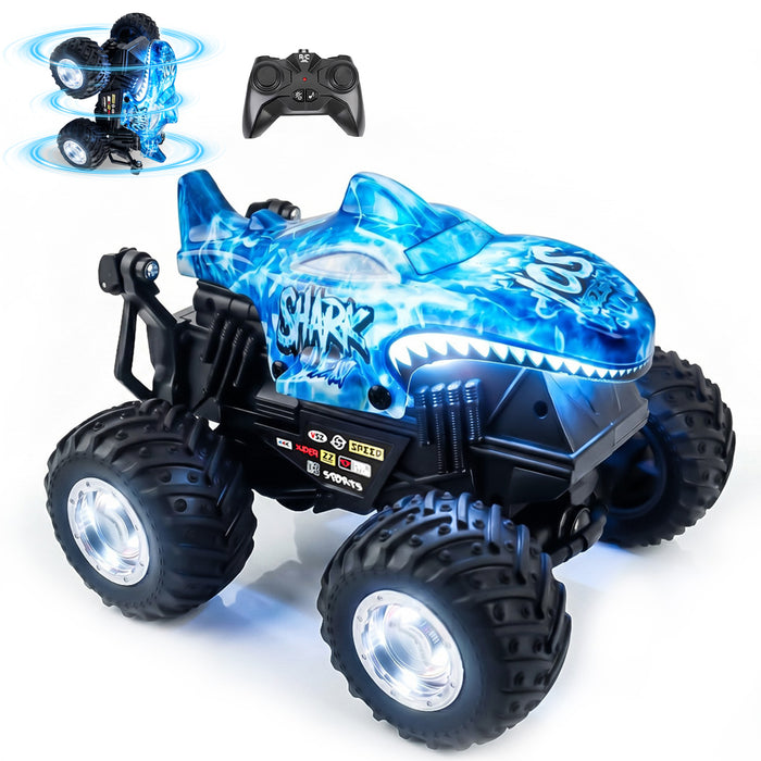 Bezgar RC Monster Trucks for Boys with 360° Spins, Music and LED Shell & Wheels