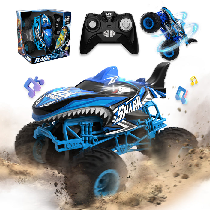 Bezgar 1:16 RC Shark Truck with 360° Spins, Light and Music