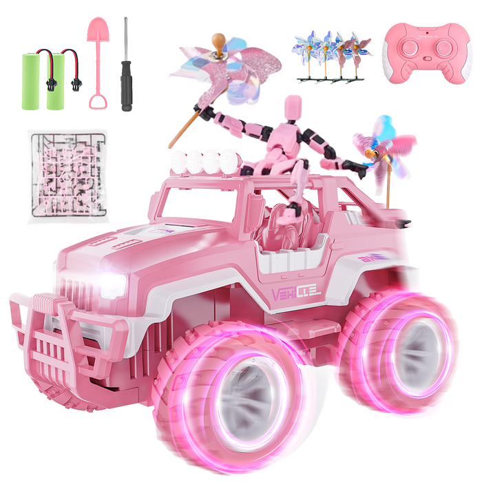 Bezgar Pink Remote Control Jeep Car for Girls with 4 Windmills