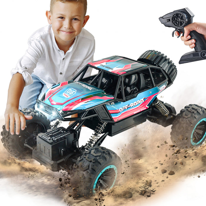 Bezgar Monster Truck, 1:12 RC Crawler with Lights for Kids & Adults