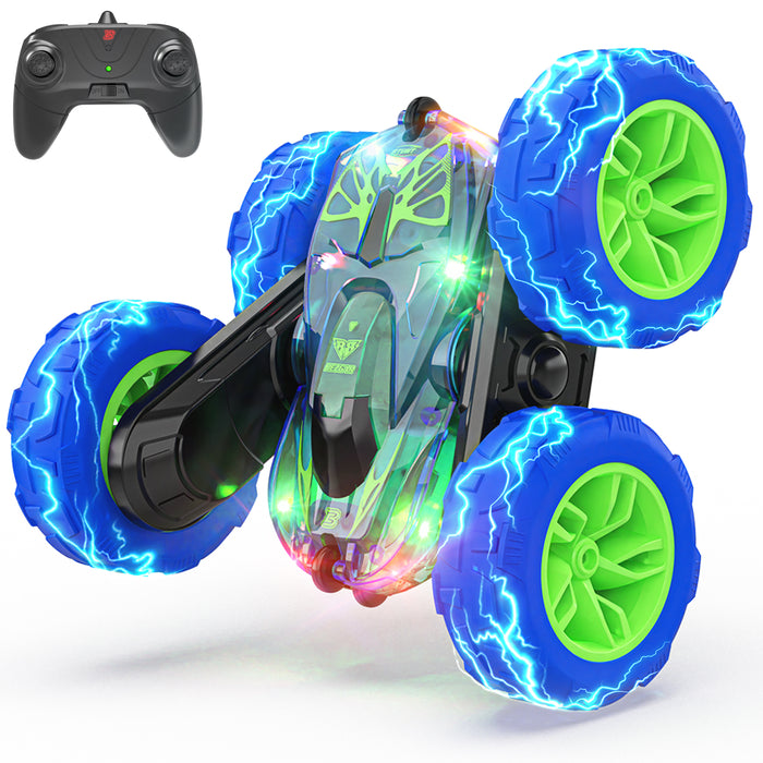 Bezgar RC Car for Kids, Double-Sided 360° Rotating RC Stunt Cars with Lights