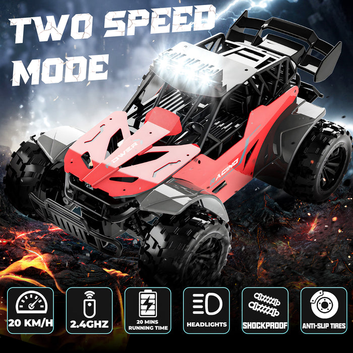 RC Car for Kids with Remote, 2.4GHz Metal RC Cars with LED