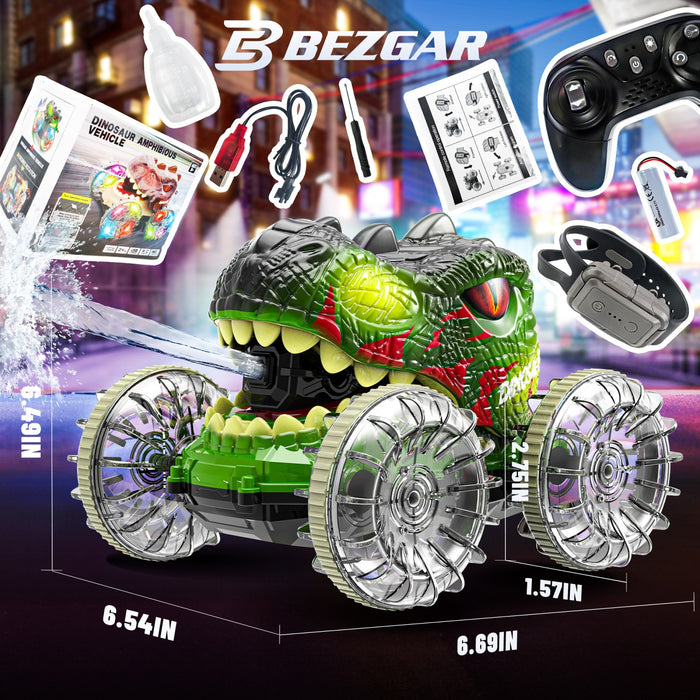 Bezgar Dinosaur RC Truck with Hand Gesture Control, Lights & Water Gun