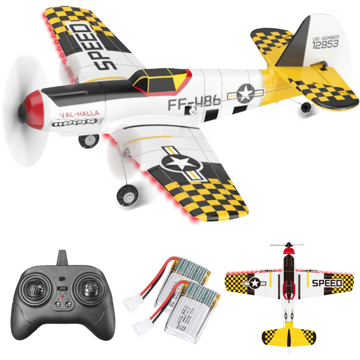 Bezgar RC Plane, 6-Axis Gyro Remote Control Airplane with LED Lights