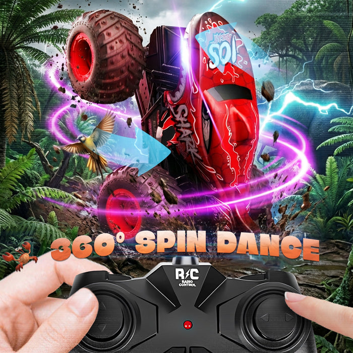 Bezgar RC Monster Truck, 1:20 RC Shark Truck with Lights, Music & 360° Spins