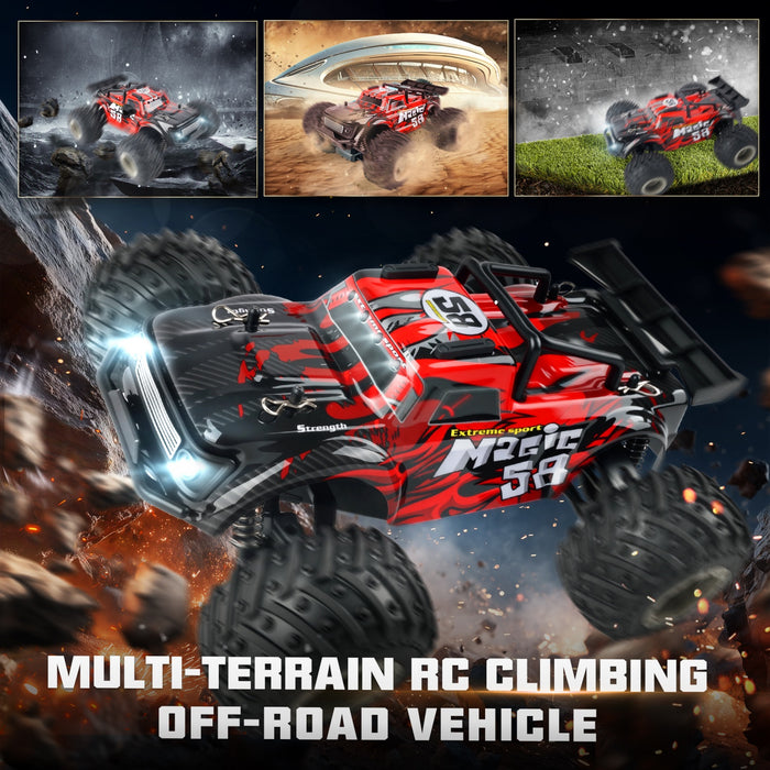 Bezgar 1:18 RC Monster Truck, 20Km/h All-Terrain 2WD RC Truck with Lights