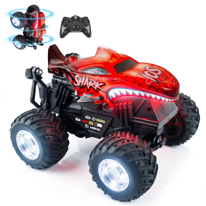 Bezgar RC Cars for Kids, RC Monster Trucks for Boys with LED Car Shell & Wheels, 360° Stunt and Music