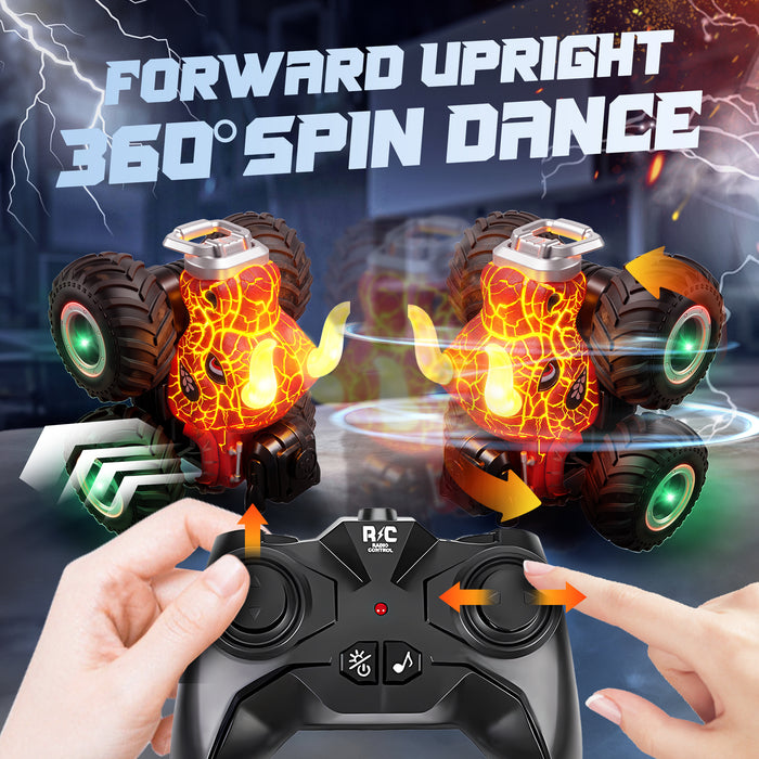 Bezgar RC Car for Kids, RC Monster Truck for Boys with Lights, Spray, 360° Spins Stunt