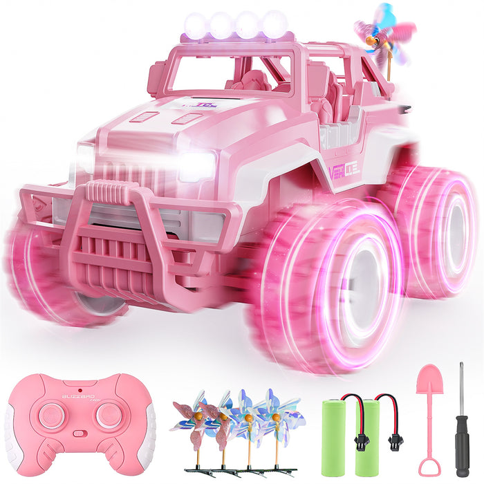 Bezgar Pink Remote Control Jeep Car for Girls with 4 Windmills