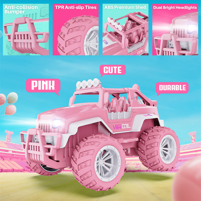 Bezgar Pink Remote Control Jeep Car for Girls with 4 Windmills