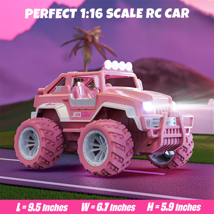 Bezgar Pink Remote Control Jeep Car for Girls with 4 Windmills