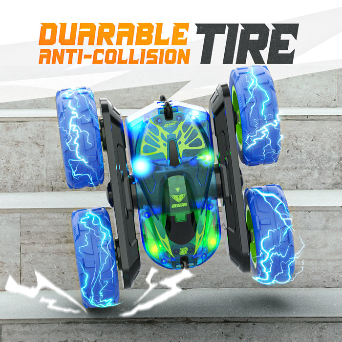 Bezgar RC Car for Kids, Double-Sided 360° Rotating RC Stunt Cars with Lights