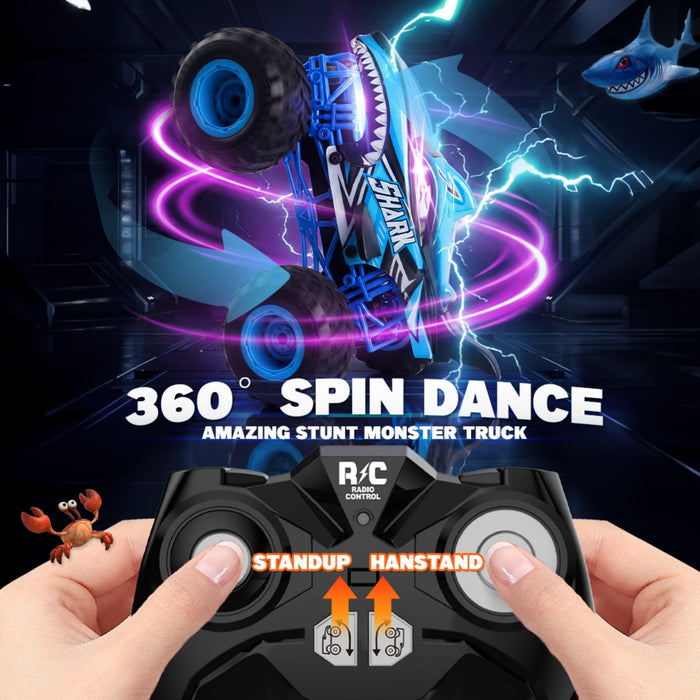 Bezgar 1:16 RC Shark Truck with 360° Spins, Light and Music