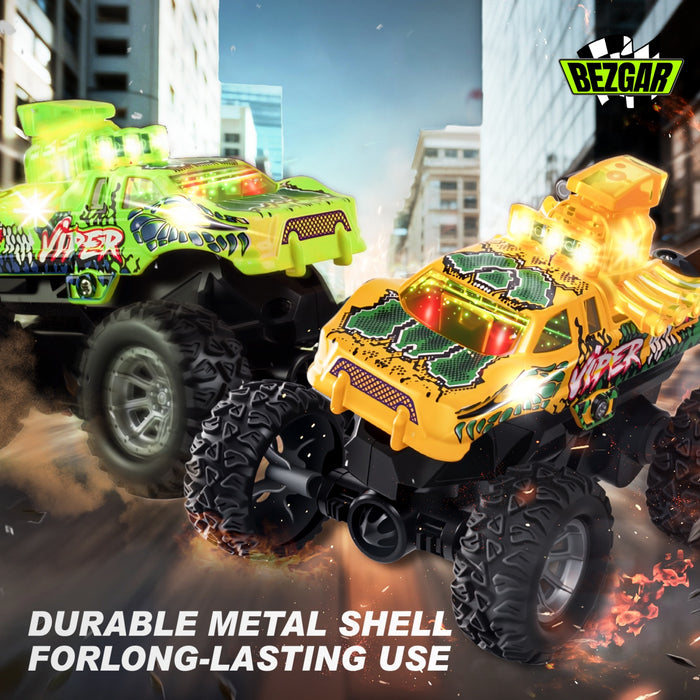 Bezgar Mini RC Monster Truck with Lights & 360° Spins
