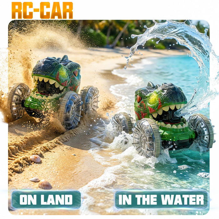 Bezgar Dinosaur RC Truck with Lights & Water Gun, 360° Spins