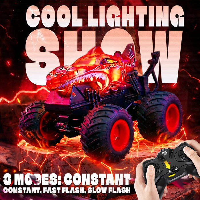Bezgar RC Monster Truck, 1:20 RC Shark Truck with Lights, Music & 360° Spins