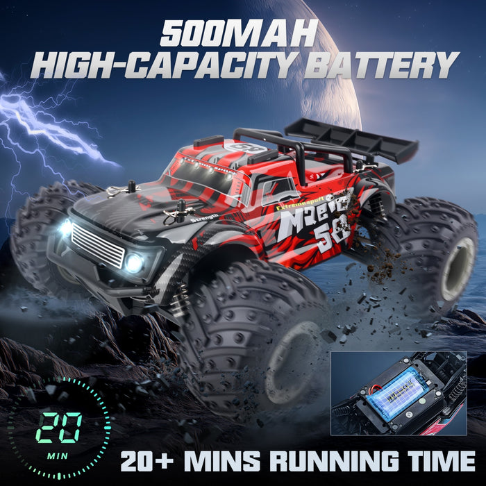 Bezgar 1:18 RC Monster Truck, 20Km/h All-Terrain 2WD RC Truck with Lights