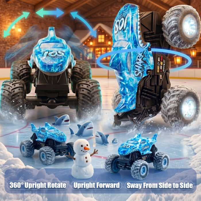 Bezgar RC Monster Trucks for Boys with 360° Spins, Music and LED Shell & Wheels