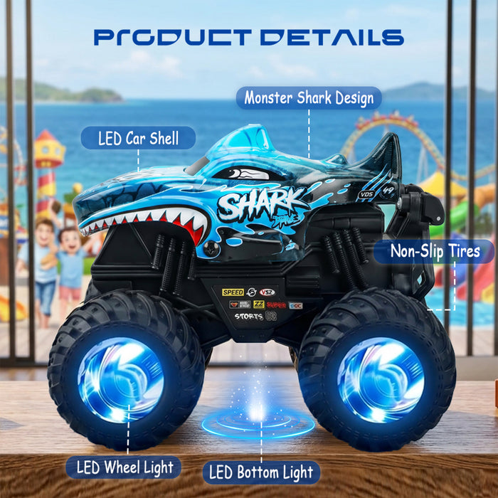Bezgar RC Cars for Kids, RC Monster Trucks for Boys with LED Car Shell & Wheels, 360° Stunt and Music