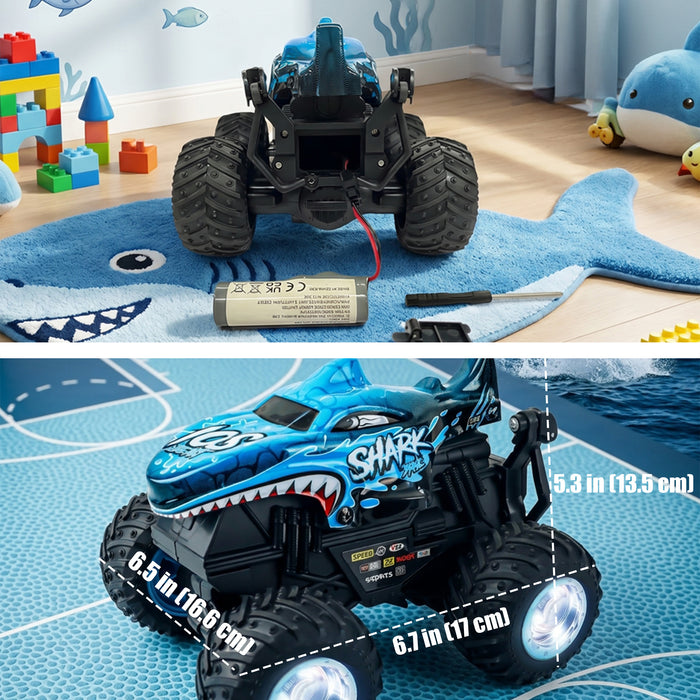 Bezgar RC Cars for Kids, RC Monster Trucks for Boys with LED Car Shell & Wheels, 360° Stunt and Music