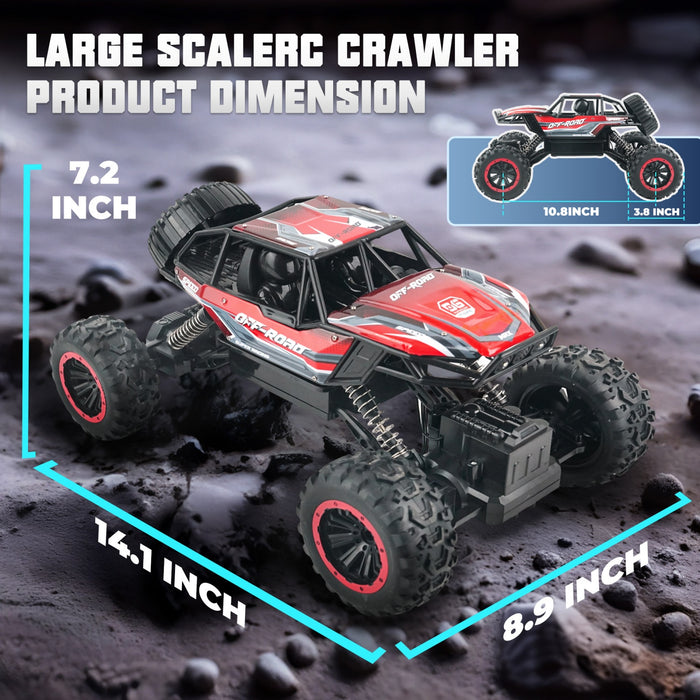 Bezgar Monster Truck, 1:12 RC Crawler with Lights for Kids & Adults