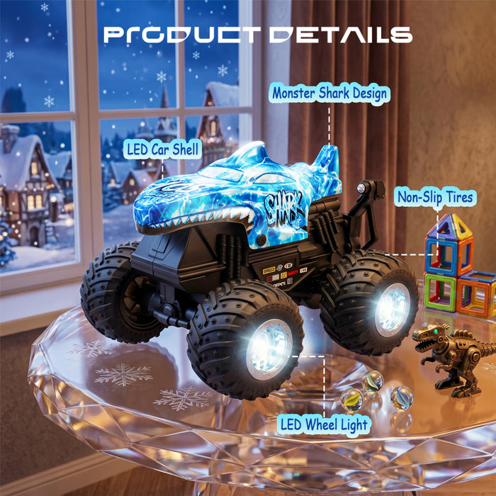 Bezgar RC Monster Trucks for Boys with 360° Spins, Music and LED Shell & Wheels