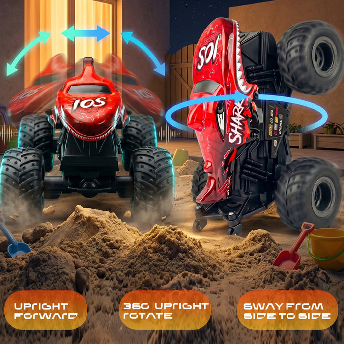 Bezgar RC Cars for Kids, RC Monster Trucks for Boys with LED Car Shell & Wheels, 360° Stunt and Music