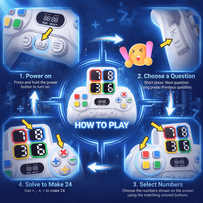 24 Math Game, Electronic Handheld Math Toy for Kids with 1300+ Challenges