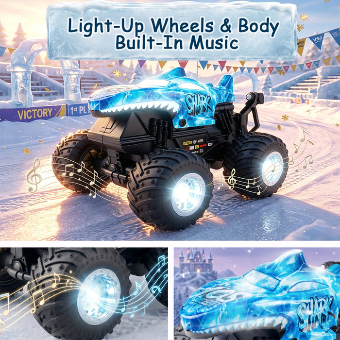 Bezgar RC Monster Trucks for Boys with 360° Spins, Music and LED Shell & Wheels