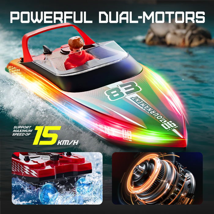 Bezgar 15 Km/h 10” RC Boats for Kids & Adults (2 Packs)