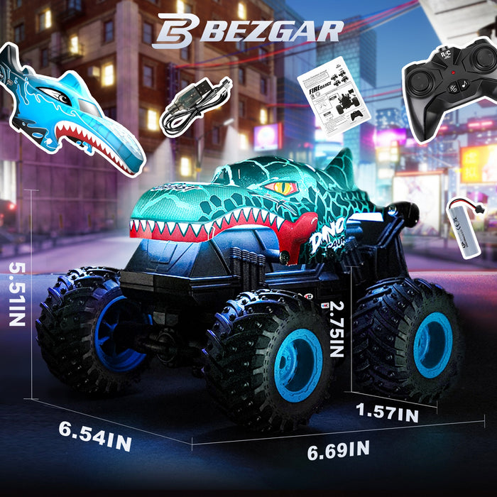 Bezgar 1:20 RC Monster Truck with Two Car Shells, Light, Music & 360° Spins