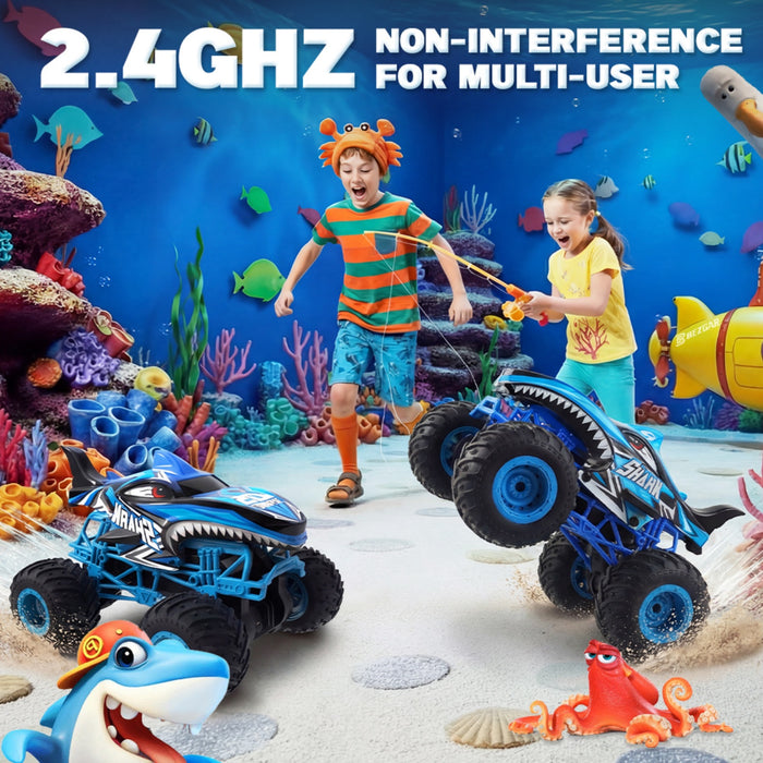 Bezgar 1:16 RC Shark Truck with 360° Spins, Light and Music