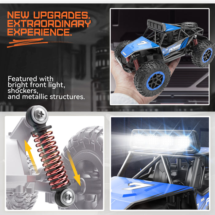 Bezgar RC Cars for Kids, 1:20 Scale RC Crawler with LED Lights (Blue)