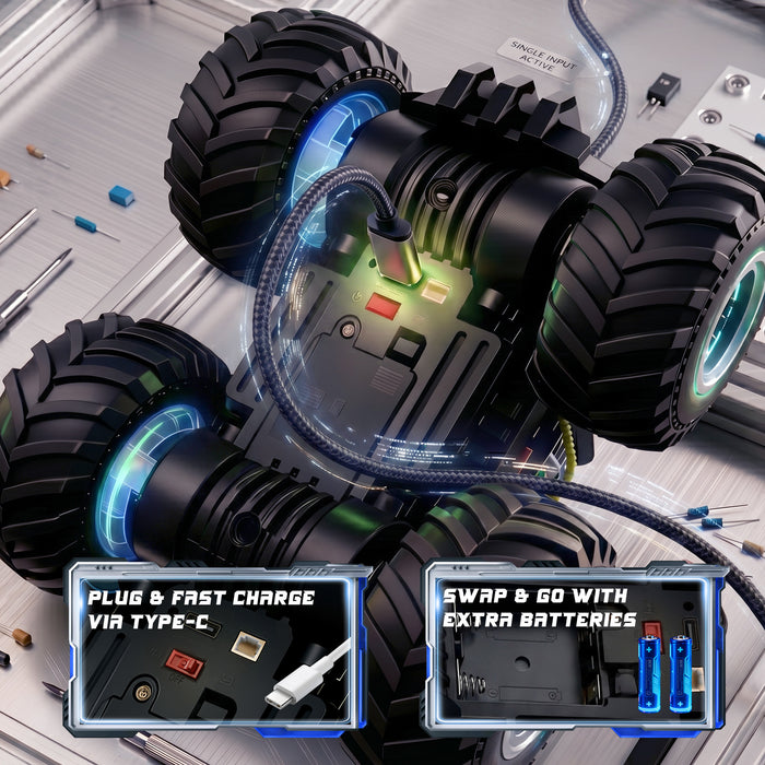 Bezgar RC Cars for Kids, RC Monster Trucks for Boys with Lights, Music & Spray