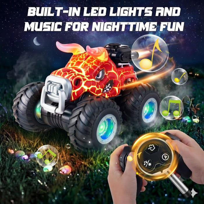 Bezgar RC Car for Kids, RC Monster Truck for Boys with Lights, Spray, 360° Spins Stunt